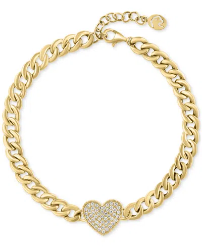 Effy Collection Effy Diamond Heart Pave Curb Link Bracelet (1/3 Ct. T.w.) In 14k Gold In Yellow Gol