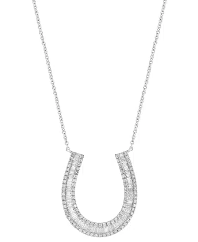 Effy Collection Effy Diamond Horseshoe 18" Pendant Necklace (5/8 Ct. T.w.) In 14k White Gold