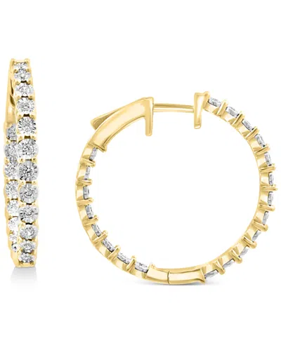 Effy Collection Effy Diamond In & Out Small Hoop Earrings (3/8 Ct. T.w.) In Sterling Silver, 1" In Multi