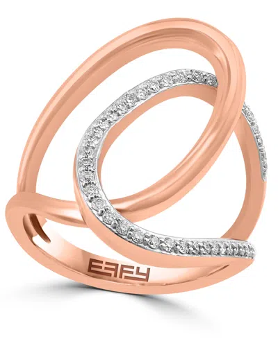 Effy Collection Effy Diamond Interlocking Loop Abstract Statement Ring (1/4 Ct. T.w.) In 14k Rose Gold In Rose Gld