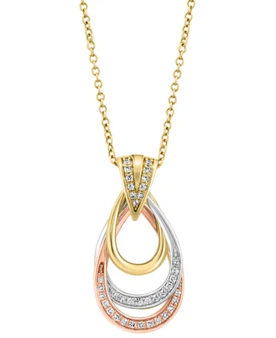Effy Collection Effy Diamond Interlocking Open Drop Pendant Necklace (1/6 Ct. T.w.) In 14k Tricolor Gold In Multi Gold