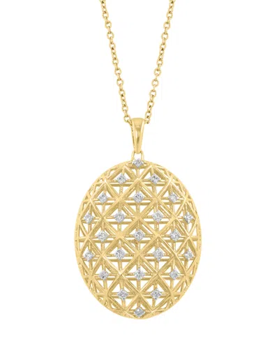 Effy Collection Effy Diamond Lattice Openwork Oval 18" Pendant Necklace (1/4 Ct. T.w.) In 14k Gold