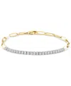 Effy Collection Effy Diamond Line & Paperclip Link Bracelet (7/8 Ct. T.w.) In 14k Two-tone Gold In Ylw,wht Go