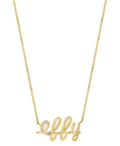 Effy Collection Effy Diamond Logo 18" Pendant Necklace (1/20 Ct. T.w.) In 14k Gold In Yellow Gol
