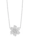 Effy Collection Effy Diamond Mixed Cut Flower 18" Pendant Necklace (1 Ct. T.w.) In 14k White Gold In White Gold