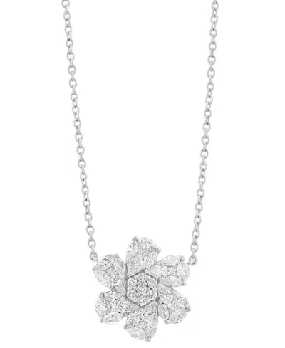Effy Collection Effy Diamond Mixed Cut Flower 18" Pendant Necklace (1 Ct. T.w.) In 14k White Gold