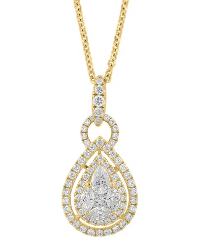 Effy Collection Effy Diamond Mixed Cut Teardrop Halo 18" Pendant Necklace (1 Ct. T.w.) In 14k Gold (also In White Go