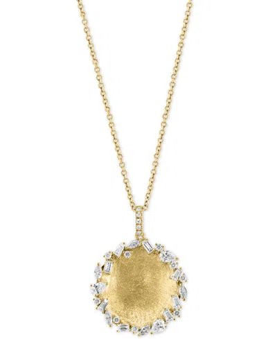 Effy Collection Effy Diamond Mixed Cut Textured Disc 18" Pendant Necklace (5/8 Ct. T.w.) In 14k Gold In Yellow Gol