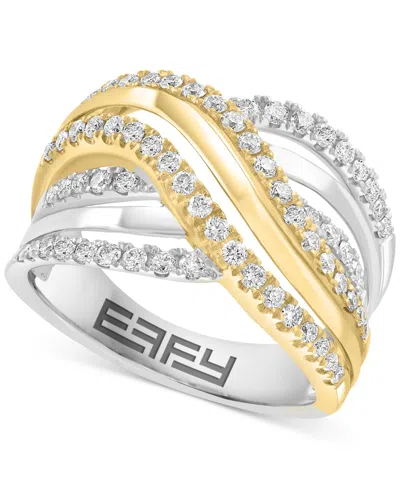 Effy Collection Effy Diamond Multi-row Crossover Statement Ring (5/8 Ct. T.w.) In 14k White & Yellow Gold