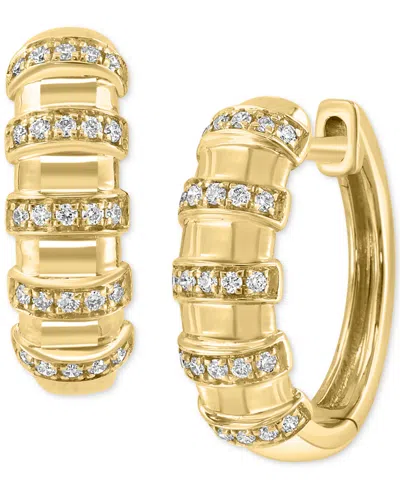 Effy Collection Effy Diamond Multirow Small Huggie Hoop Earrings (1/5 Ct. T.w.) In 14k Gold, 0.625" In Yellow Gol