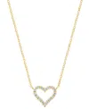Effy Collection Effy Diamond Open Heart 18" Pendant Necklace (3/8 Ct. T.w.) In 14k Gold In Yellow Gol