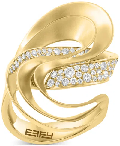 Effy Collection Effy Diamond Openwork Abstract Swirl Statement Ring (5/8 Ct. T.w.) In 14k Gold In Yellow Gold