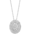 Effy Collection Effy Diamond Oval Halo Cluster 18" Pendant Necklace (1 Ct. T.w.) In 14k White Gold In Metallic