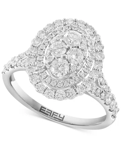 Effy Collection Effy Diamond Oval Halo Cluster Ring (1-1/4 Ct. T.w.) In 14k White Gold