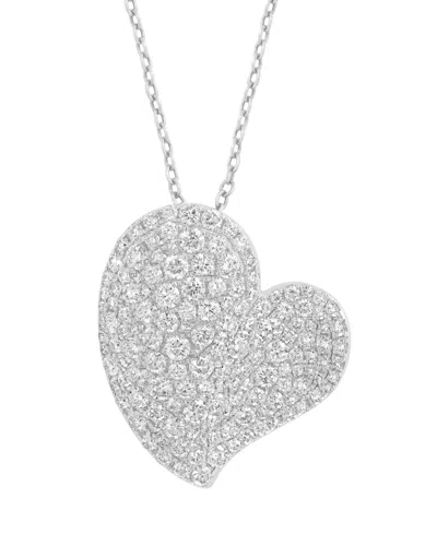 Effy Collection Effy Diamond Pave Heart 18" Pendant Necklace (1-3/8 Ct. T.w.) In 14k White Gold