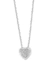 Effy Collection Effy Diamond Pave Heart 18" Pendant Necklace (1/20 Ct. T.w.) In Sterling Silver In Sterling Silver