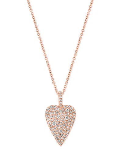 Effy Collection Effy Diamond Pave Heart 18" Pendant Necklace (5/8 Ct. T.w.) In 14k Rose Gold In Rose Gld
