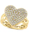 Effy Collection Effy Diamond Pave Heart Chain Link Ring (3/4 Ct. T.w.) In 14k Gold In Gold