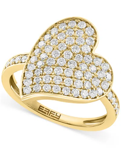 Effy Collection Effy Diamond Pave Heart Statement Ring (7/8 Ct. T.w.) In 14k Gold In Yellow Gol