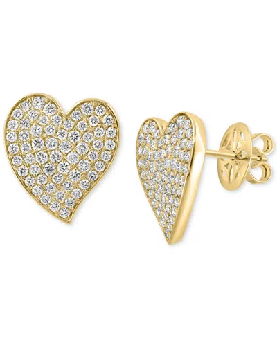 Effy Collection Effy Diamond Pave Heart Stud Earrings (1-1/20 Ct. T.w.) In 14k Gold In Yellow Gol