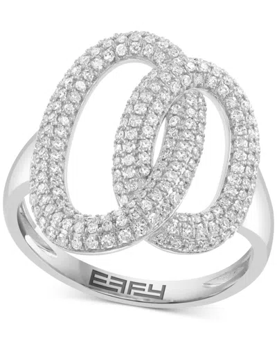 Effy Collection Effy Diamond Pave Interlocking Oval Circle Ring (5/8 Ct. T.w.) In 14k White Gold