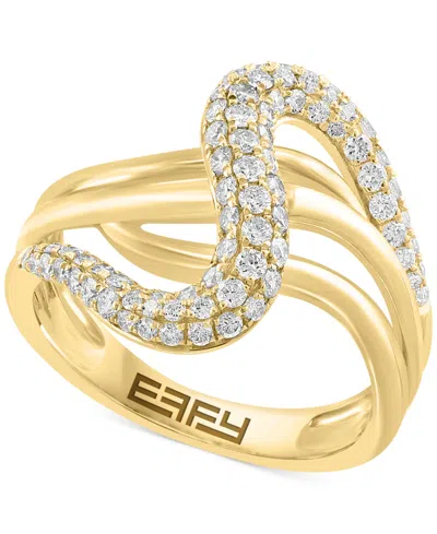 Effy Collection Effy Diamond Pave Multirow Swirl Ring (3/4 Ct. T.w.) In 14k Gold In Yellow Gol