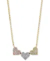 Effy Collection Effy Diamond Pave Triple Heart Pendant Necklace (1/4 Ct. T.w.) In 14k Gold, White Gold & Rose Gold O