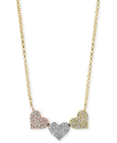 Effy Collection Effy Diamond Pave Triple Heart Pendant Necklace (1/4 Ct. T.w.) In 14k Gold, White Gold & Rose Gold O
