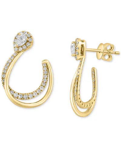 Effy Collection Effy Diamond Pear & Round Double Hoop Earrings (3/4 Ct. T.w.) In 14k Gold In Yellow Gol