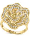 Effy Collection Effy Diamond Rose Flower Statement Ring (5/8 Ct. T.w.) In 14k Gold In Gold