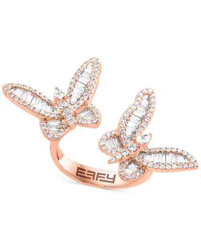 Effy Collection Effy Diamond Round & Baguette Butterfly Cuff Ring (1-1/3 Ct. T.w.) In 14k Rose Gold In Rose Gld