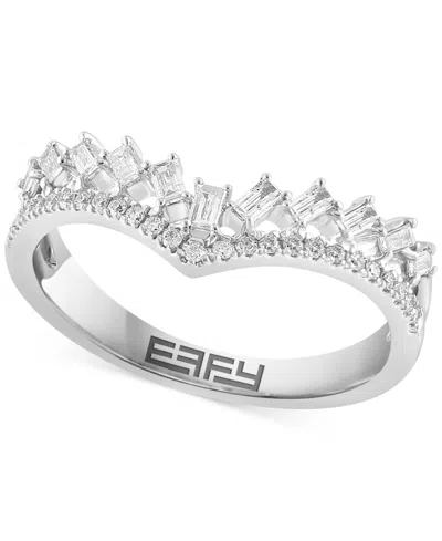 Effy Collection Effy Certified Diamond Round & Baguette V-shaped Ring (1/3 Ct. T.w.) In 14k White Gold