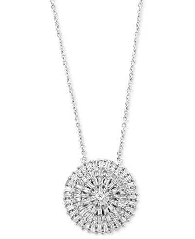 Effy Collection Effy Diamond Round & Baguette Circle Cluster 18" Pendant Necklace (1 Ct. T.w.) In 14k White Gold
