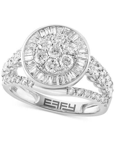 Effy Collection Effy Diamond Round & Baguette Circle Cluster Ring (1-5/8 Ct. T.w.) In 14k White Gold