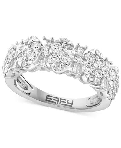 Effy Collection Effy Diamond Round & Baguette Cluster Ring (1-1/6 Ct. T.w.) In 14k White Gold