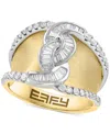 Effy Collection Effy Diamond Round & Baguette Concave Ring (5/8 Ct. T.w.) In 14k Two-tone Gold In Gold