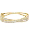 Effy Collection Effy Diamond Round & Baguette Crossover Bangle Bracelet (2-1/6 Ct. T.w.) In 14k Yellow Gold In Ylw,wht Go