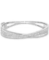 Effy Collection Effy Diamond Round & Baguette Crossover Bangle Bracelet (2-1/6 Ct. T.w.) In 14k White Gold In White Gold