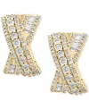 Effy Collection Effy Diamond Round & Baguette Crossover Huggie Hoop Earrings (7/8 Ct. T.w.) In 14k Two-tone Gold In Ylw,wht Go