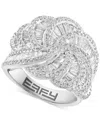 Effy Collection Effy Diamond Round & Baguette Curved Cluster Statement Ring (1-1/2 Ct. T.w.) In 14k White Gold