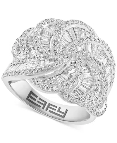 Effy Collection Effy Diamond Round & Baguette Curved Cluster Statement Ring (1-1/2 Ct. T.w.) In 14k White Gold