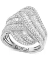 Effy Collection Effy Diamond Round & Baguette Multirow Crossover Statement Ring (1-3/8 Ct. T.w.) In 14k White Gold In Metallic