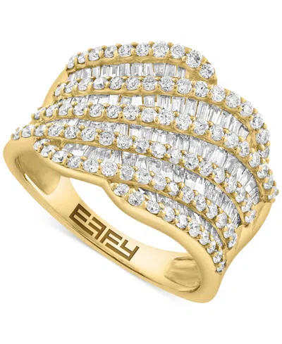 Effy Collection Effy Diamond Round & Baguette Multirow Diagonal Ring (1-3/8 Ct. T.w.) In 14k Gold