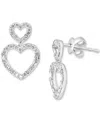 Effy Collection Effy Diamond Round & Baguette Open Heart Drop Earrings (3/8 Ct. T.w.) In 14k White Gold In White Gold