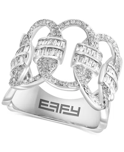 Effy Collection Effy Diamond Round & Baguette Openwork Interlocking Loop Statement Ring (1-1/5 Ct. T.w.) In 14k Whit In 14k White Gold