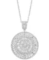 Effy Collection Effy Diamond Round & Baguette Sunburst Cluster 18" Pendant Necklace (1-1/2 Ct. T.w.) In 14k White Go