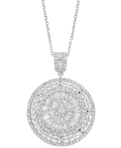 Effy Collection Effy Diamond Round & Baguette Sunburst Cluster 18" Pendant Necklace (1-1/2 Ct. T.w.) In 14k White Go