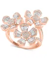 EFFY COLLECTION EFFY DIAMOND ROUND & BAGUETTE TRIPLE FLOWER STATEMENT RING (1-3/8 CT. T.W.) IN 14K ROSE GOLD