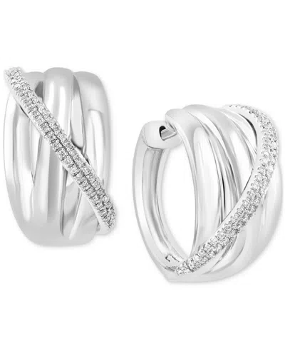 Effy Collection Effy Diamond Small Hoop Earrings (1/3 Ct. T.w.) In Sterling Silver, 0.75"