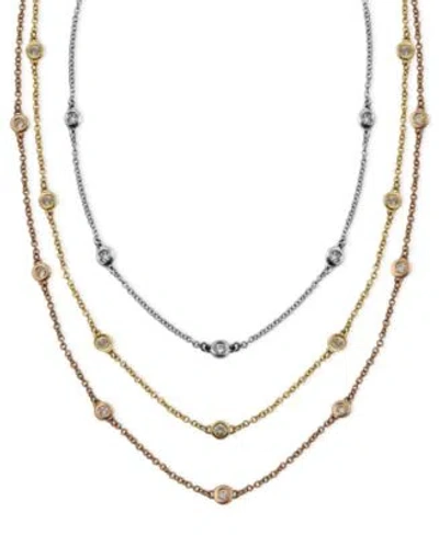 Effy Collection Trio By Effy Diamond Station Necklaces In White Gold